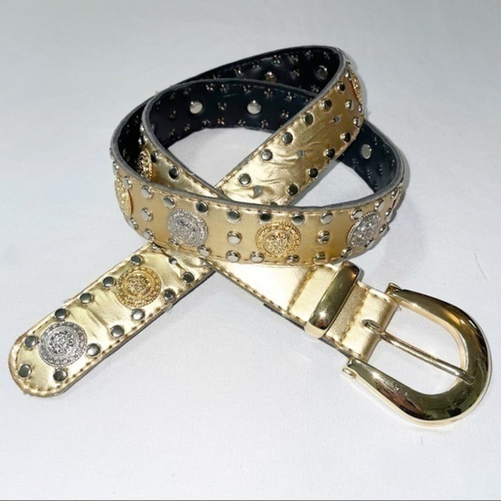 Vintage Gold Belt Metal Emblem